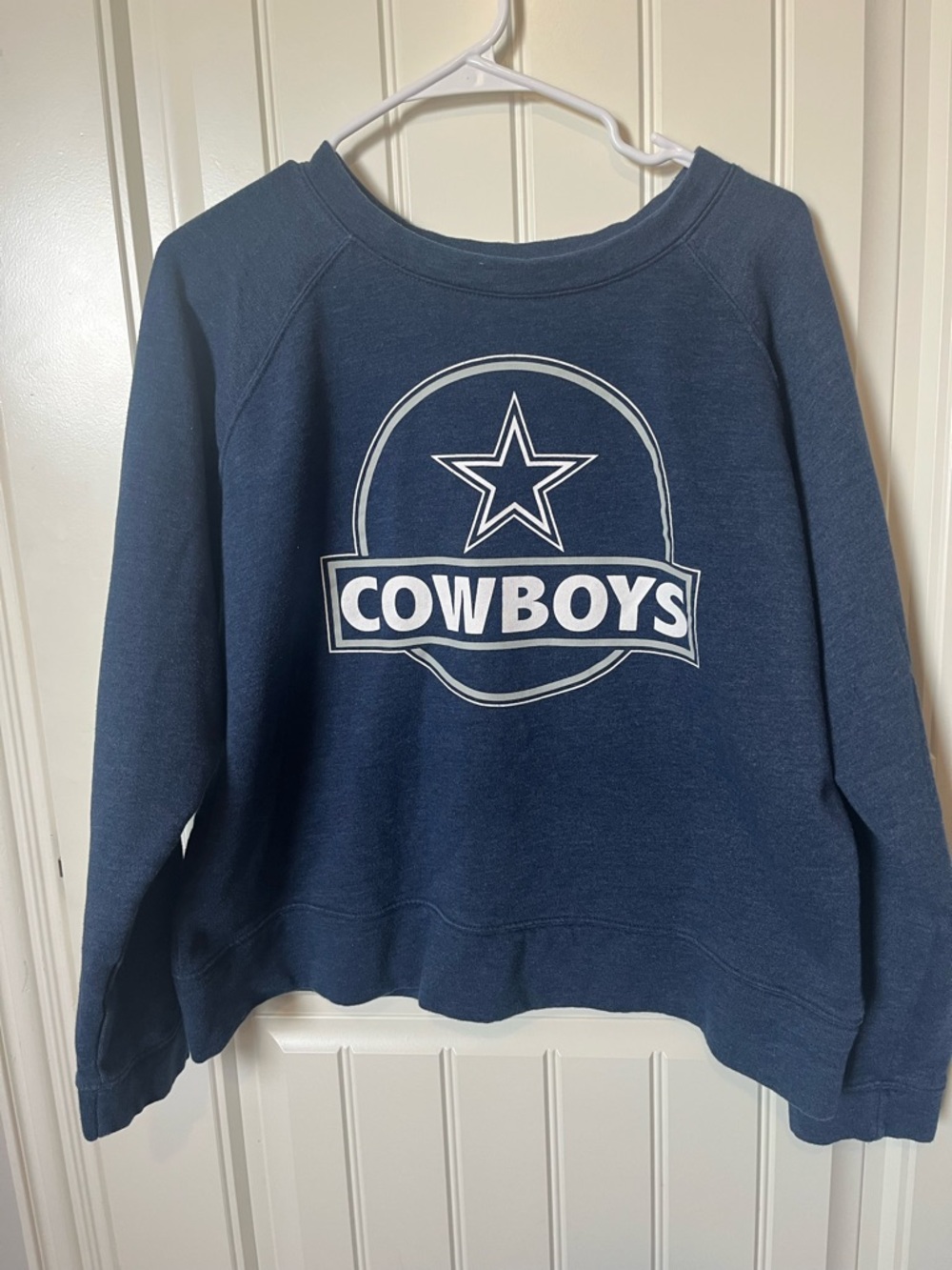 NFL Navy & White Cowboys Crewneck Sweatshirt - Women's